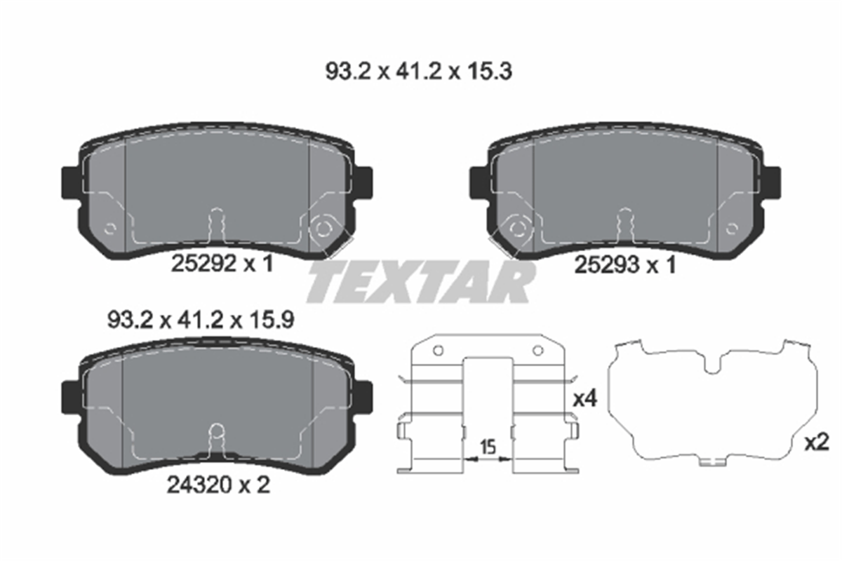 TEXTAR 2529201 - Fren Balatasi Arka - Kore Tucson : I30 : Ix35