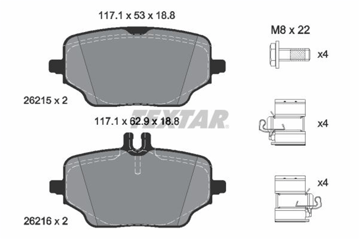 TEXTAR 2621501 - Fren Balatasi Arka - Mercedes W167
