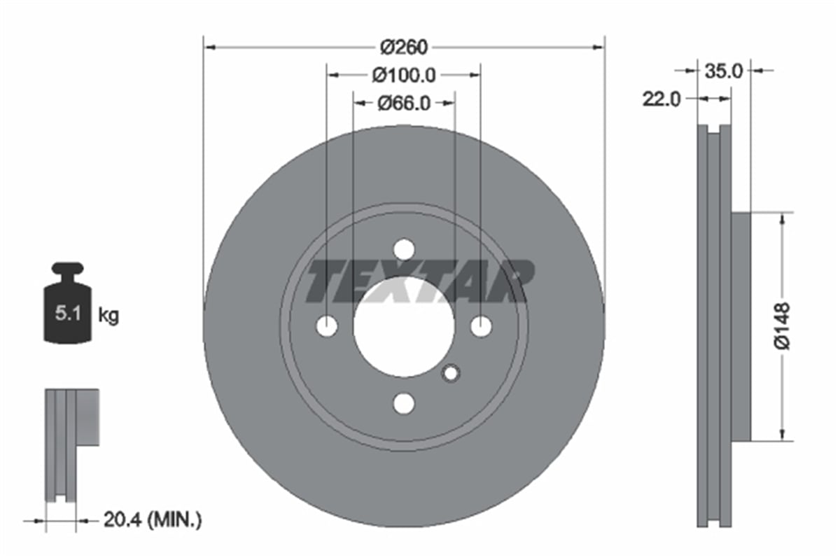 TEXTAR 92026503 - Fren Diski Ön - Bmw E30