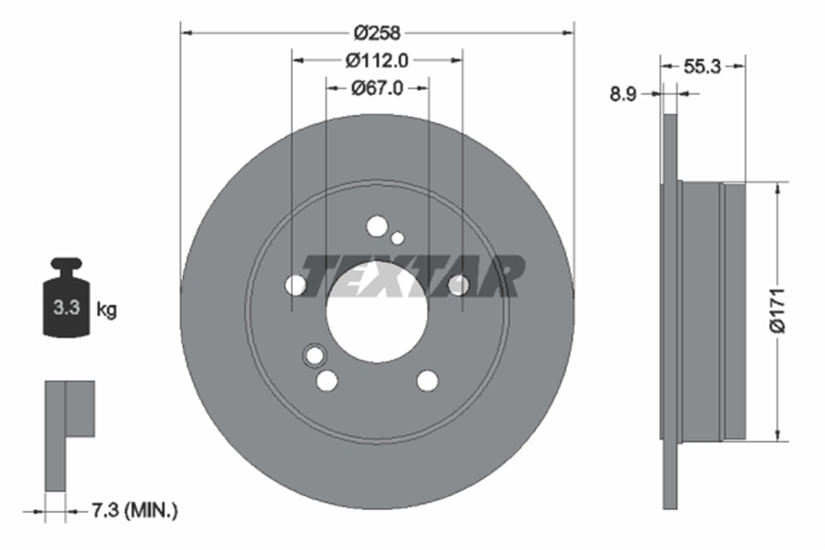 TEXTAR 92032003 - Fren Diski Arka - Mercedes W124-201