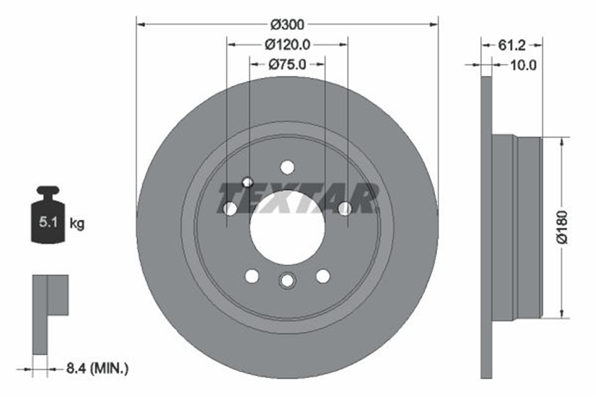 TEXTAR 92042303 - Fren Diski Arka - Bmw E34