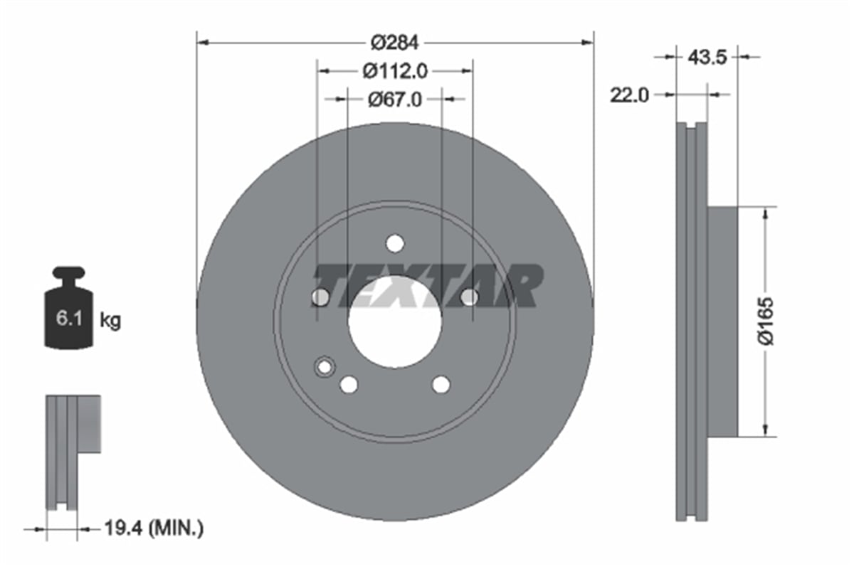 TEXTAR 92059403 - Fren Diski Ön - Mercedes W202