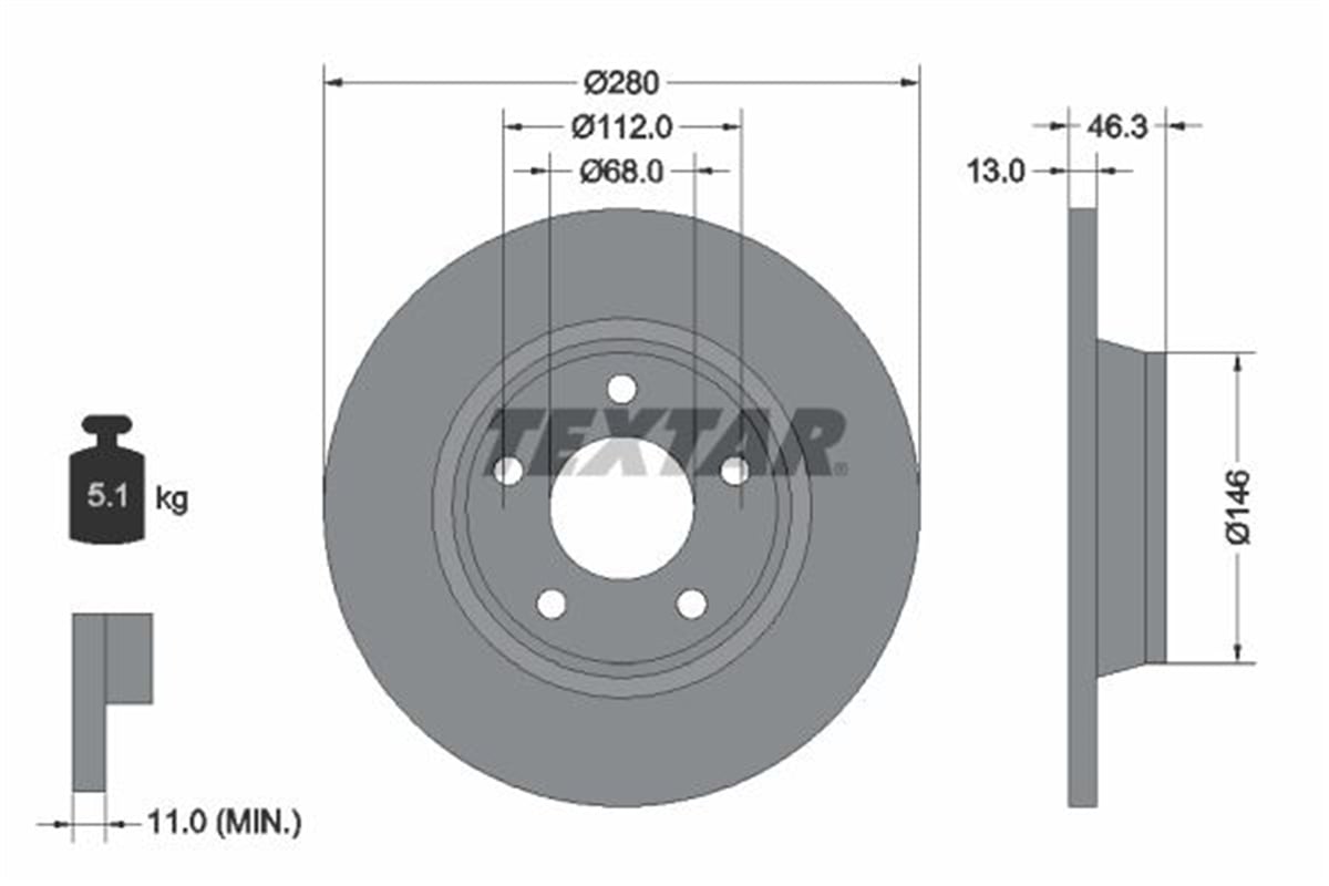 TEXTAR 92071605 - Fren Diski Ön - Vw A4