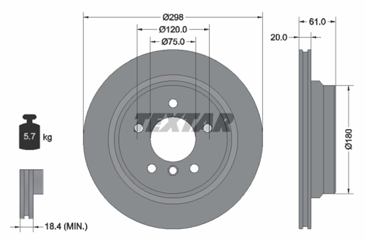 TEXTAR 92075103 - Fren Diski Arka - Bmw E39