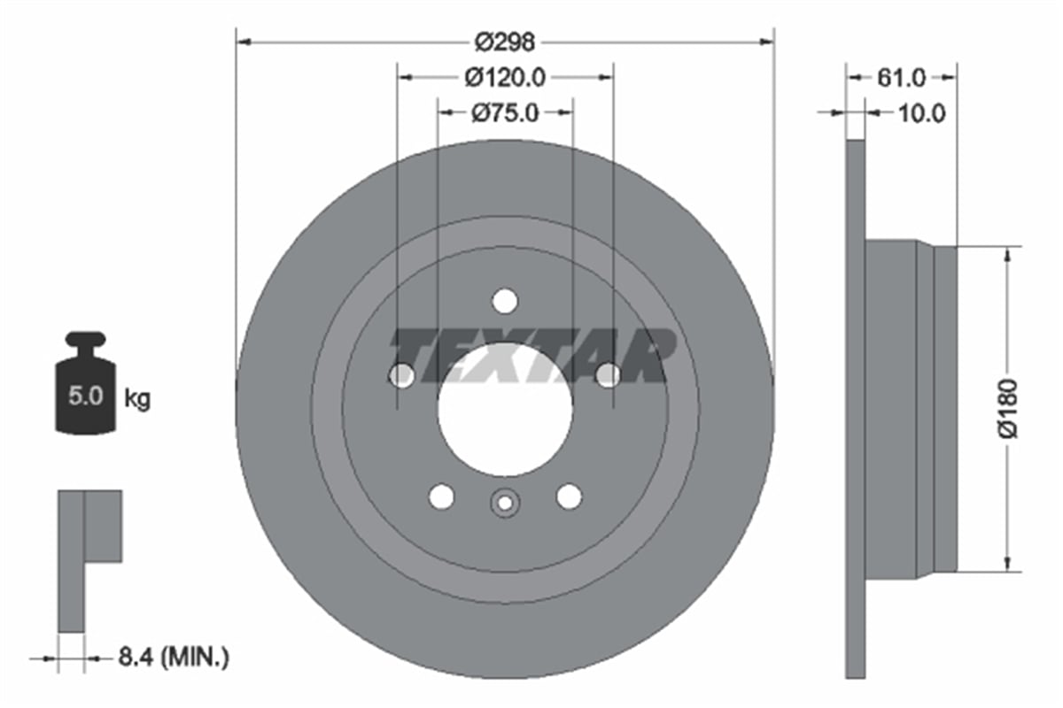 TEXTAR 92076603 - Fren Diski Arka - Bmw E39