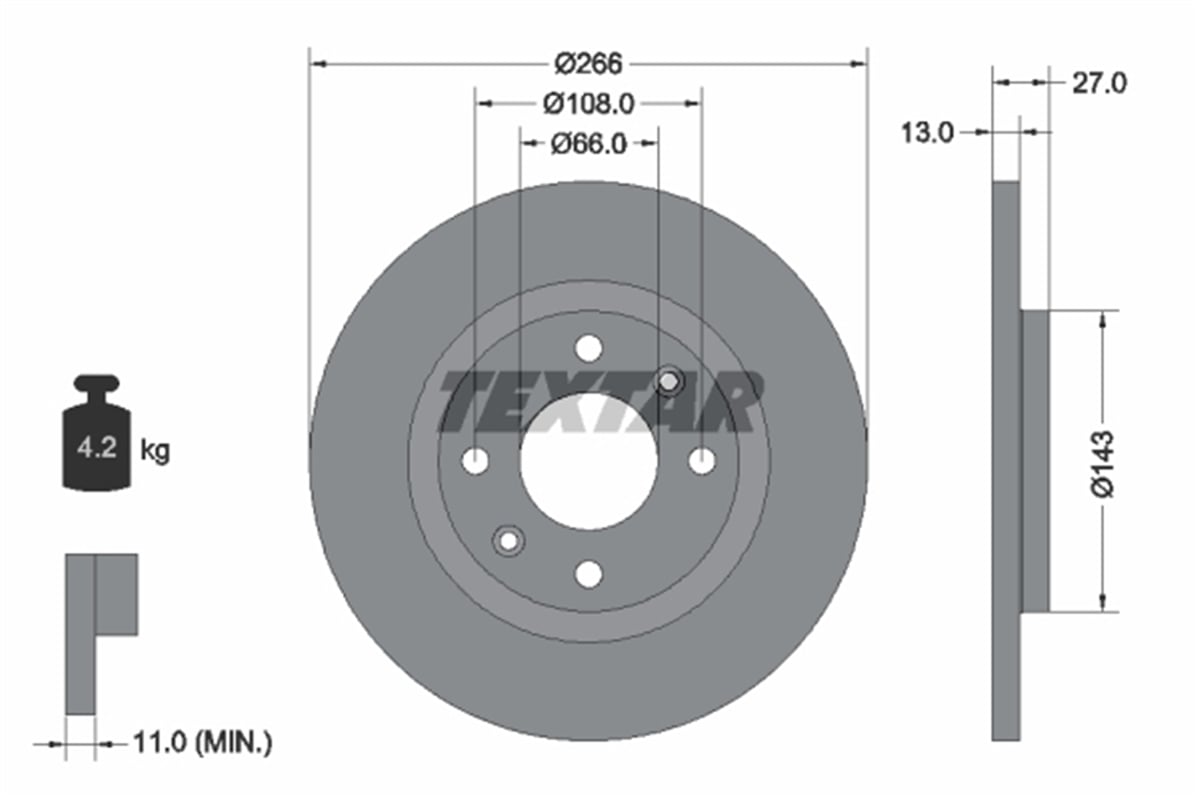 TEXTAR 92089103 - Fren Diski Ön - Psa 301 / C-elysee / Partner / C2 / C3