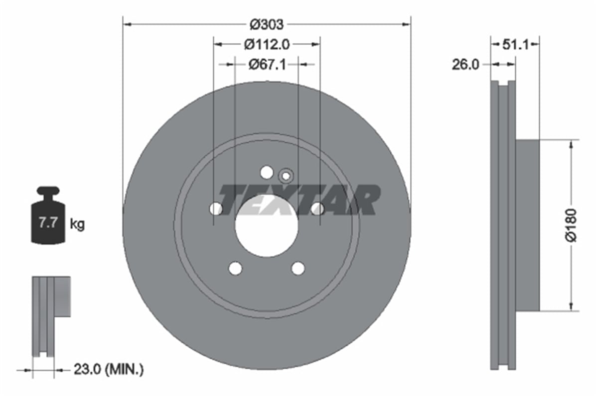 TEXTAR 92089905 - Fren Diski Ön - Mercedes W163