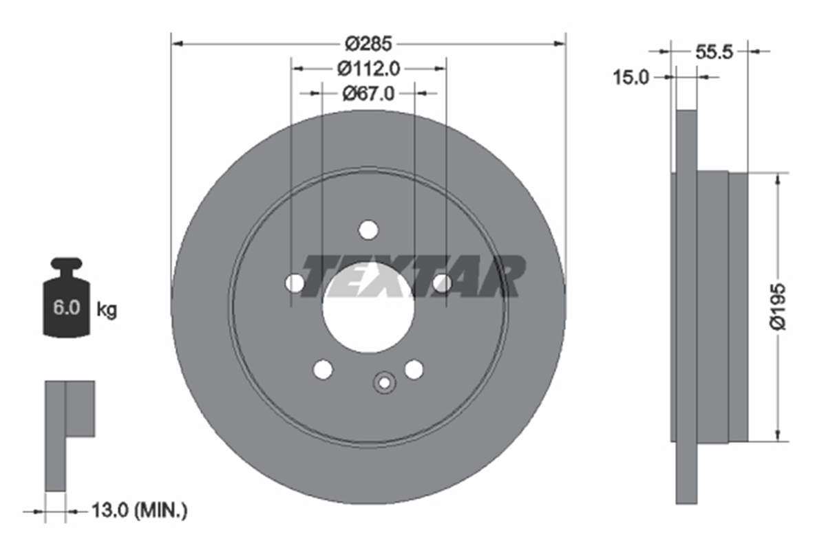 TEXTAR 92090003 - Fren Diski Arka - Mercedes W163