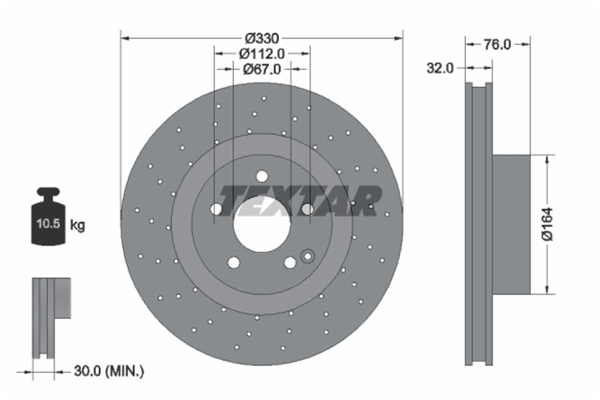 TEXTAR 92099205 - Fren Diski Ön - Mercedes W215-220