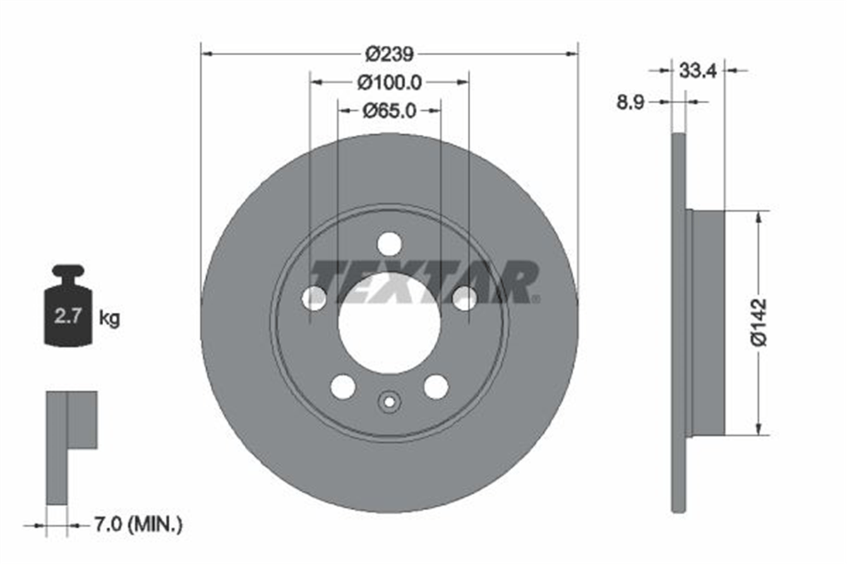 TEXTAR 92105803 - Fren Diski Arka - Vw Golf4-bora
