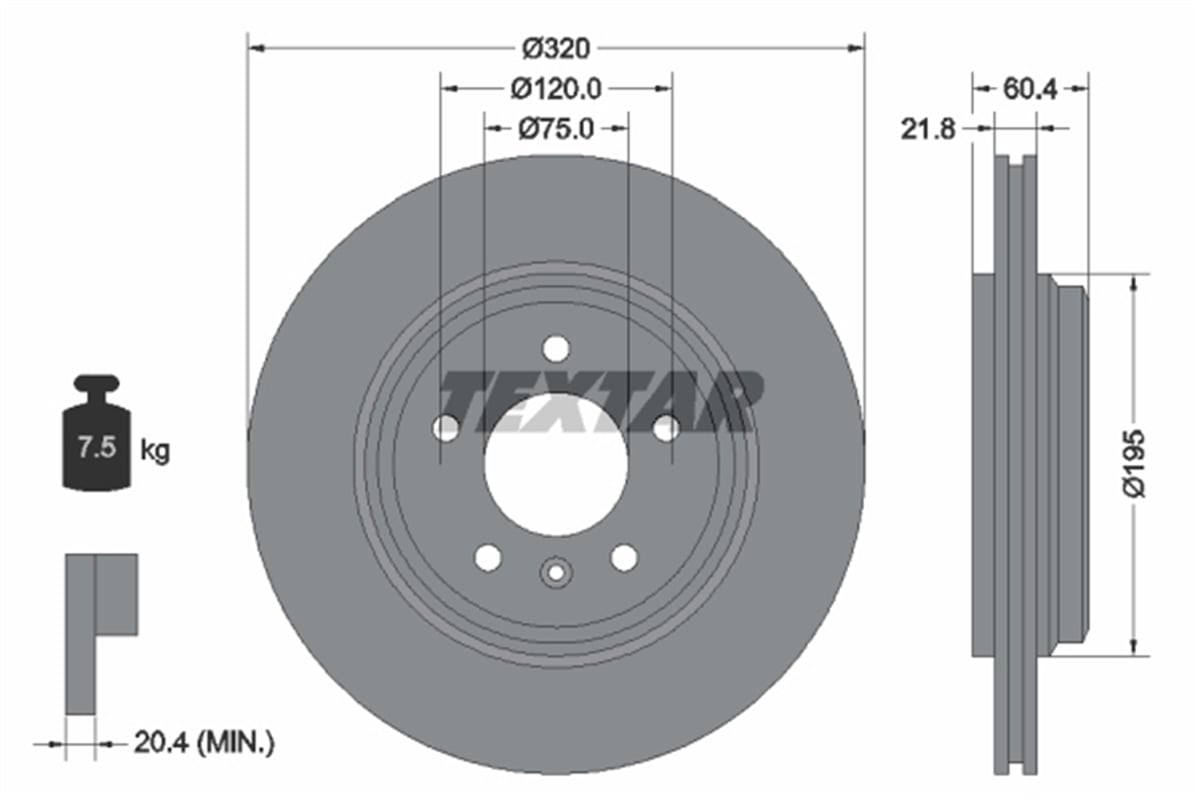 TEXTAR 92107003 - Fren Diski Arka - Bmw E46