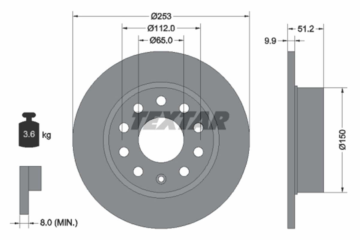 TEXTAR 92120903 - Fren Diski Arka - Vw Golf5-golf6-jetta-caddy-a3-leon