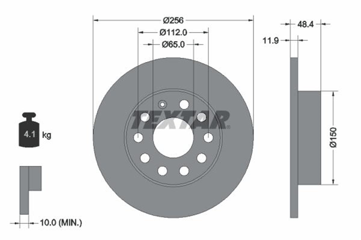 TEXTAR 92121103 - Fren Diski Arka - Vw Caddy-golf5-golf6-jetta-a3-leon