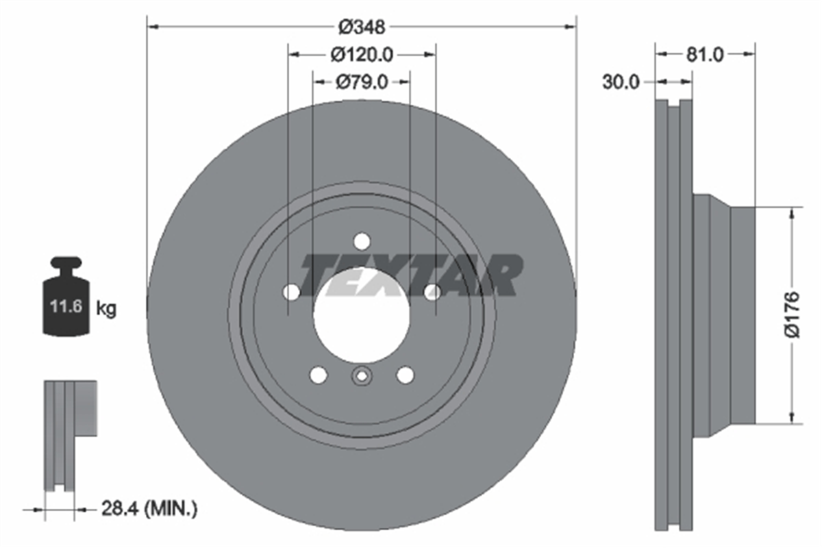 TEXTAR 92122905 - Fren Diski Ön - Bmw E65-66