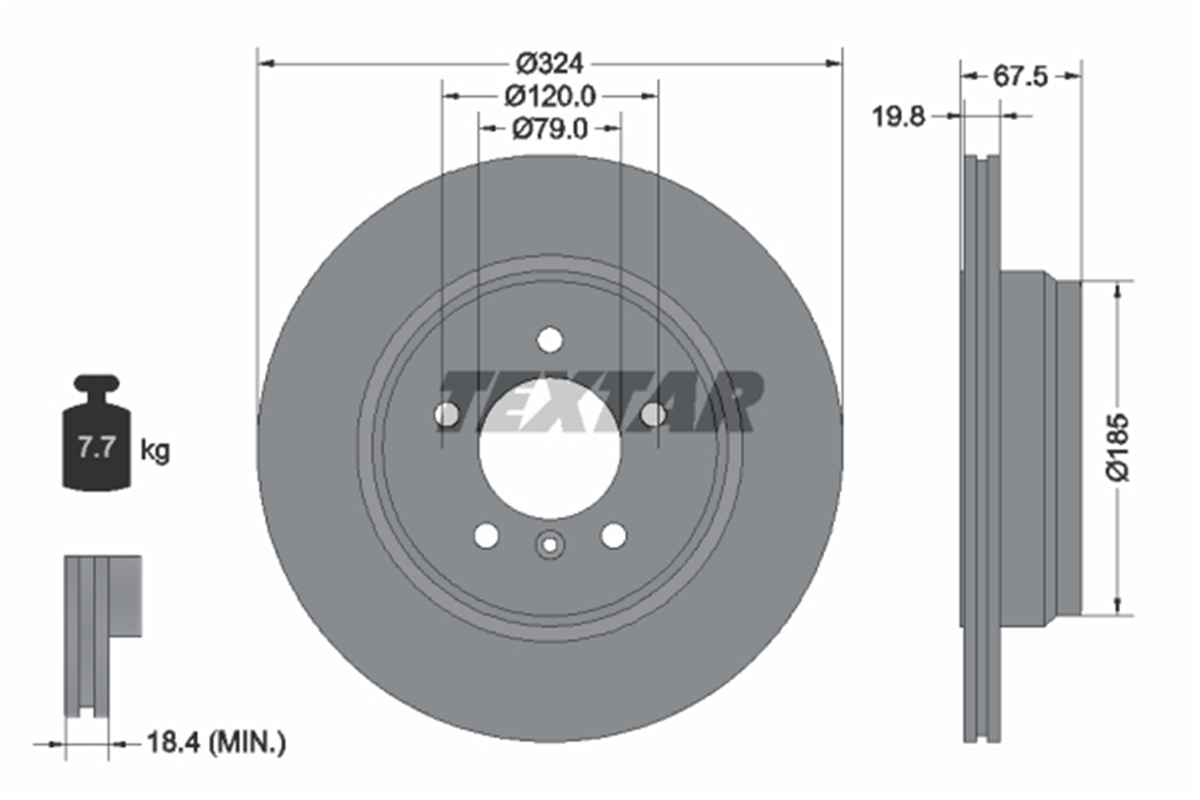 TEXTAR 92123103 - Fren Diski Arka - Bmw E65-66