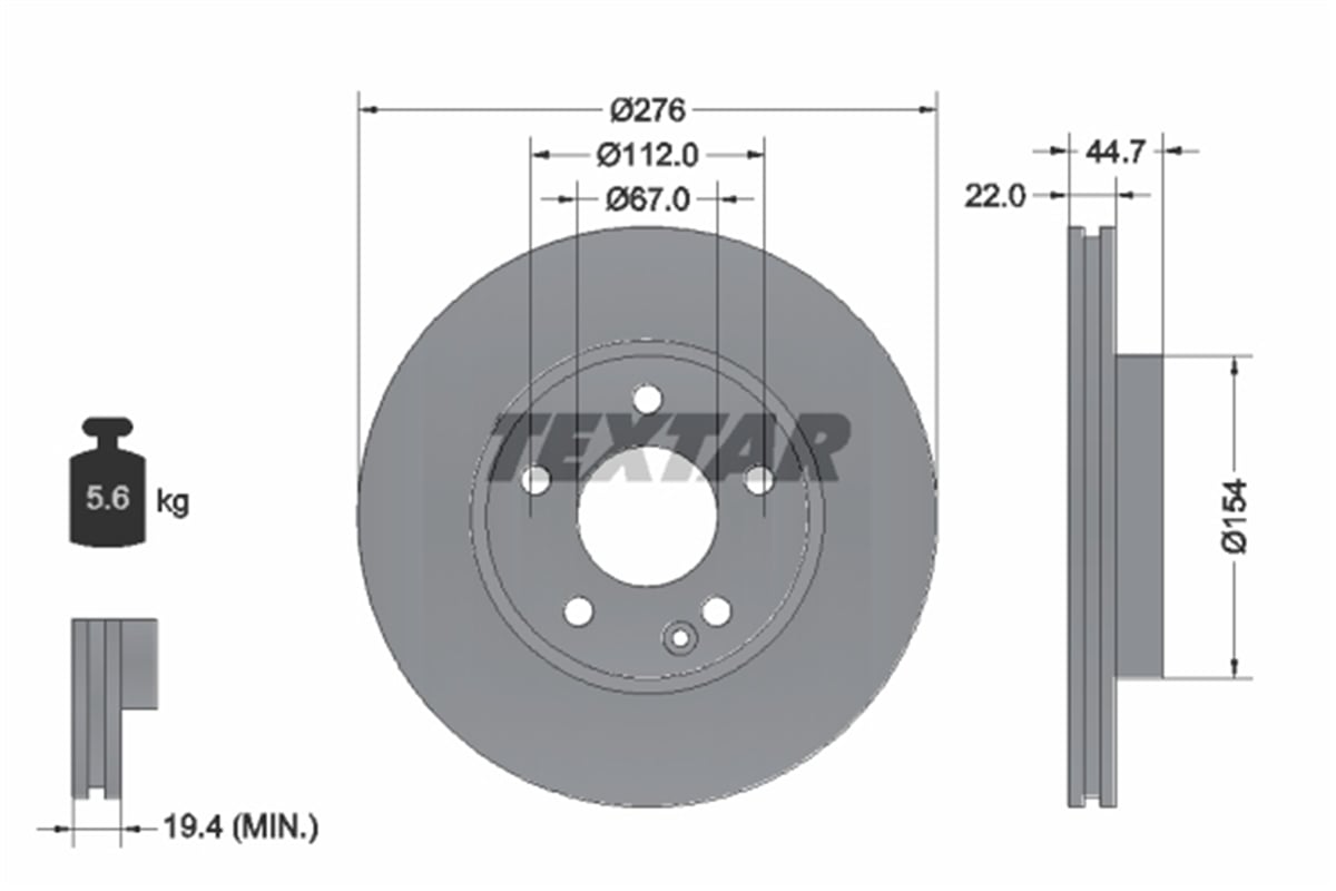 TEXTAR 92131903 - Fren Diski Ön - Mercedes W169-245