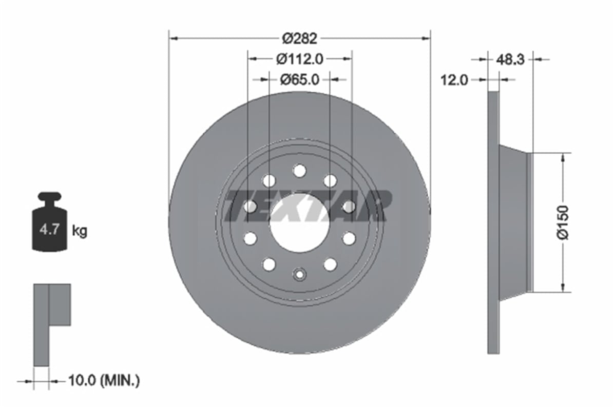 TEXTAR 92140803 - Fren Diski Arka - Vw Golf5-golf6-jetta-passat-a3-leon