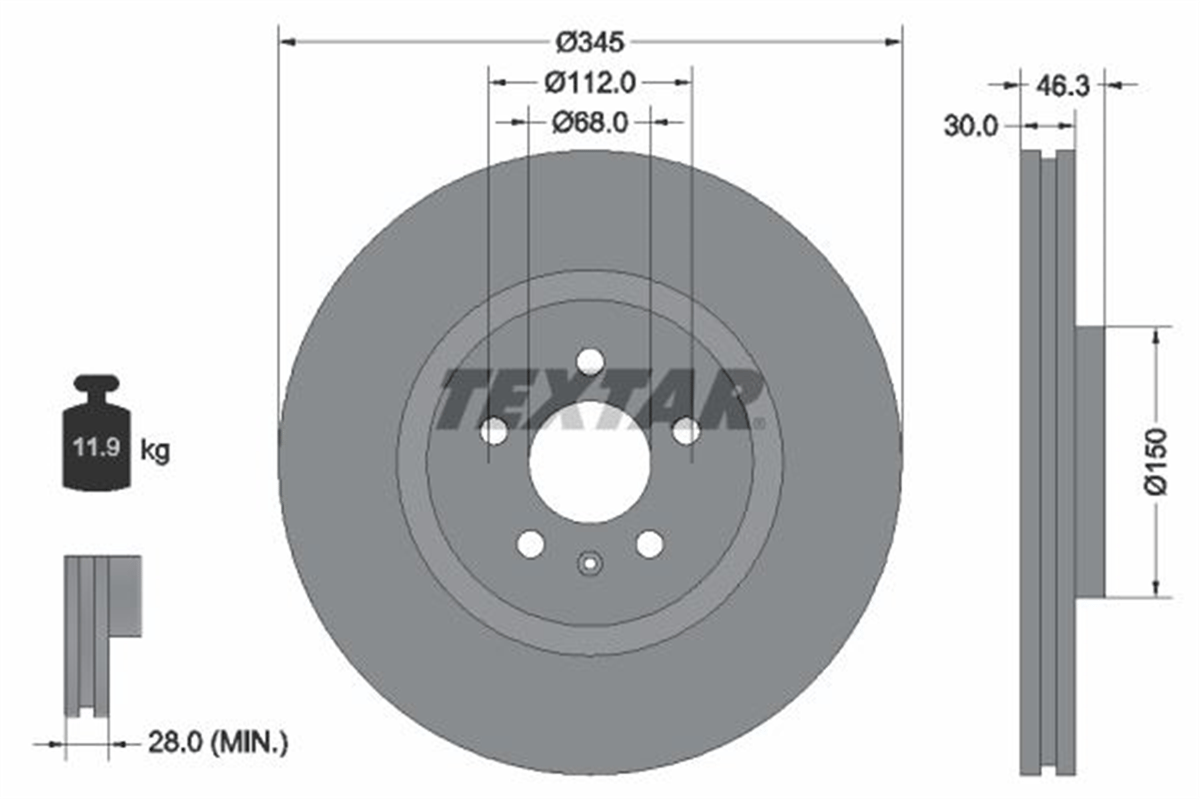 TEXTAR 92143903 - Fren Diski Ön - Vw A4