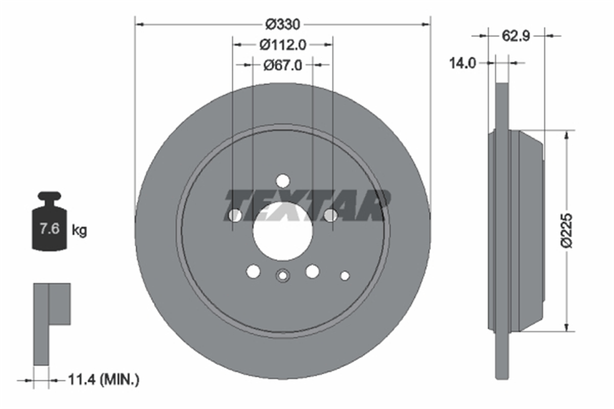 TEXTAR 92150803 - Fren Diski Arka - Mercedes W164