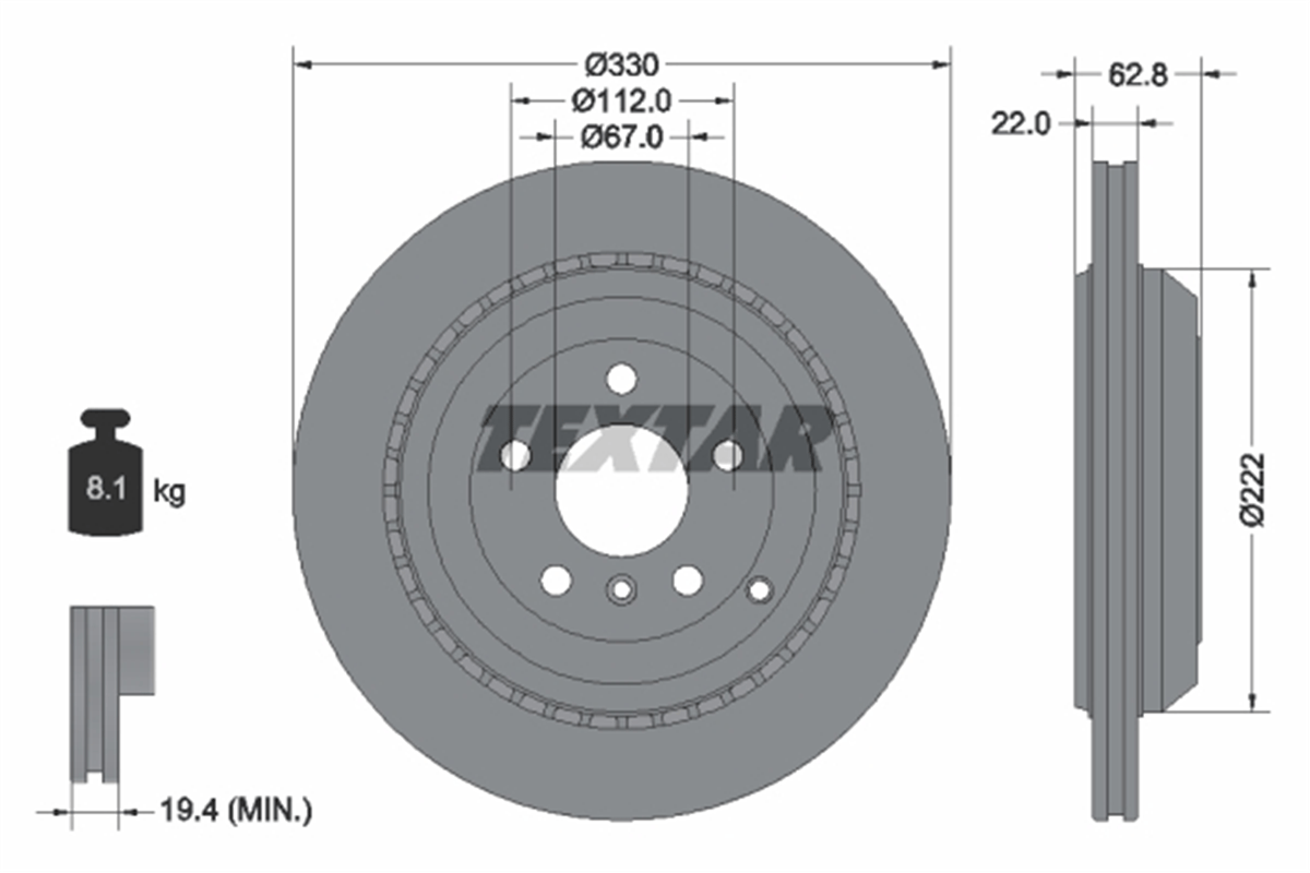 TEXTAR 92150903 - Fren Diski Arka - Mercedes W164-251