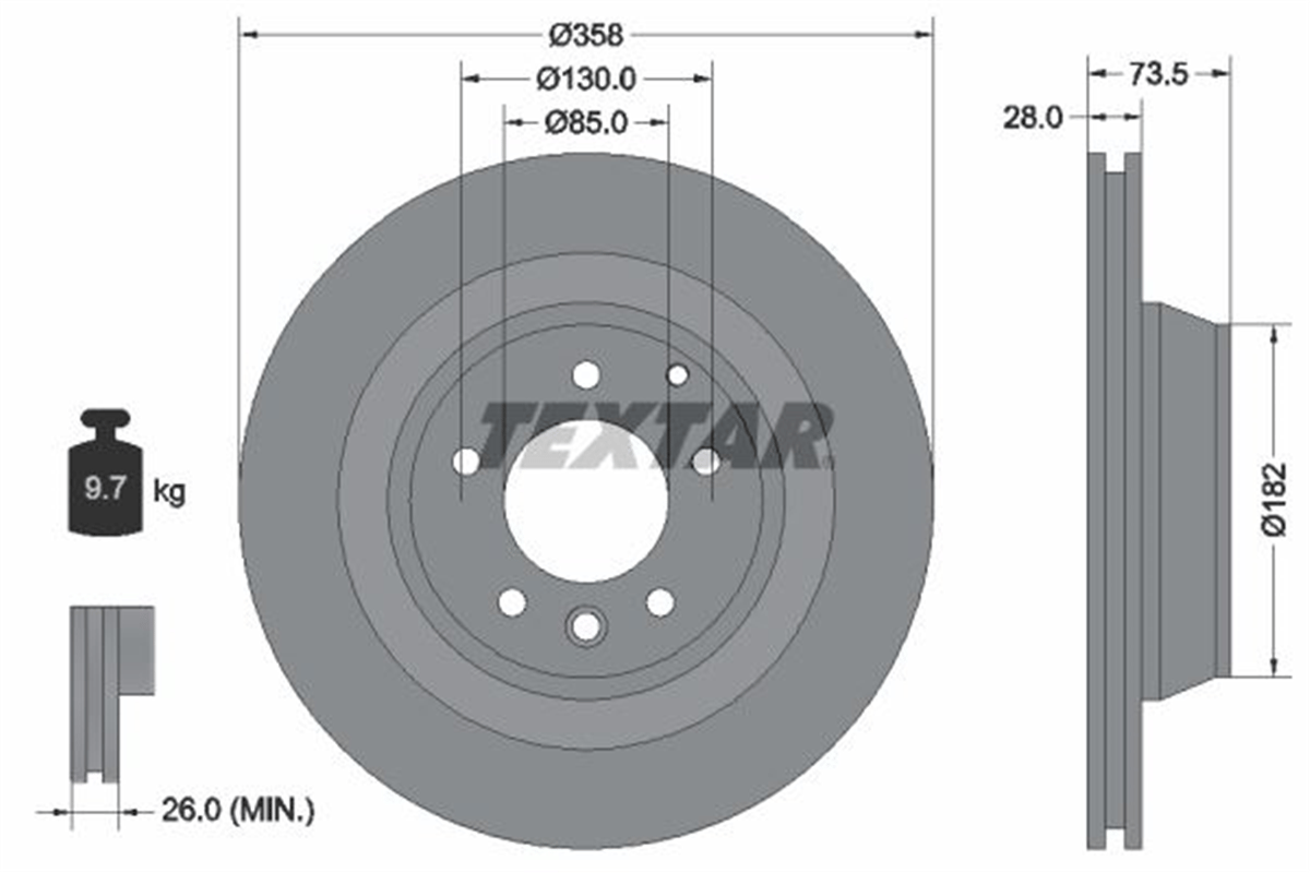TEXTAR 92151403 - Fren Diski Arka - Vw Touareg-q7-cayenne