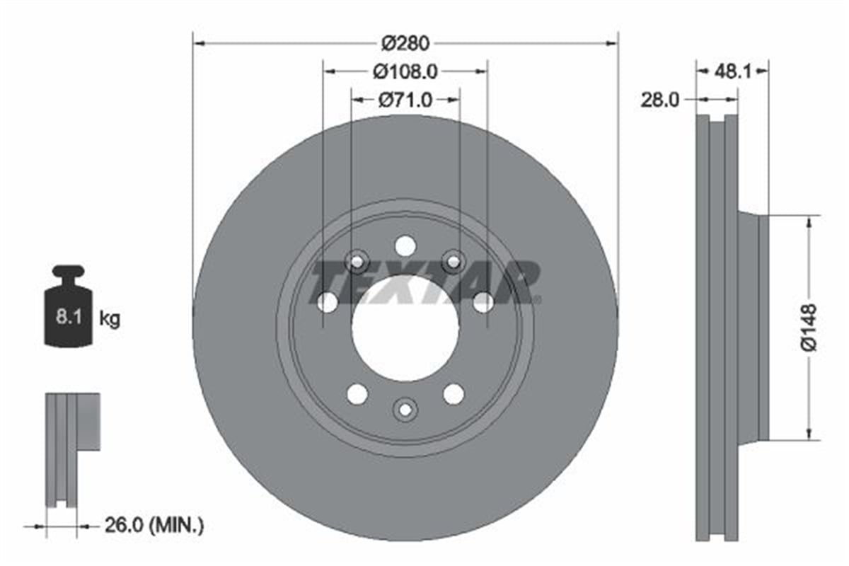 TEXTAR 92156903 - Fren Diski Ön - Fiat Scudo Iii Expert Iii Jumpy Iii