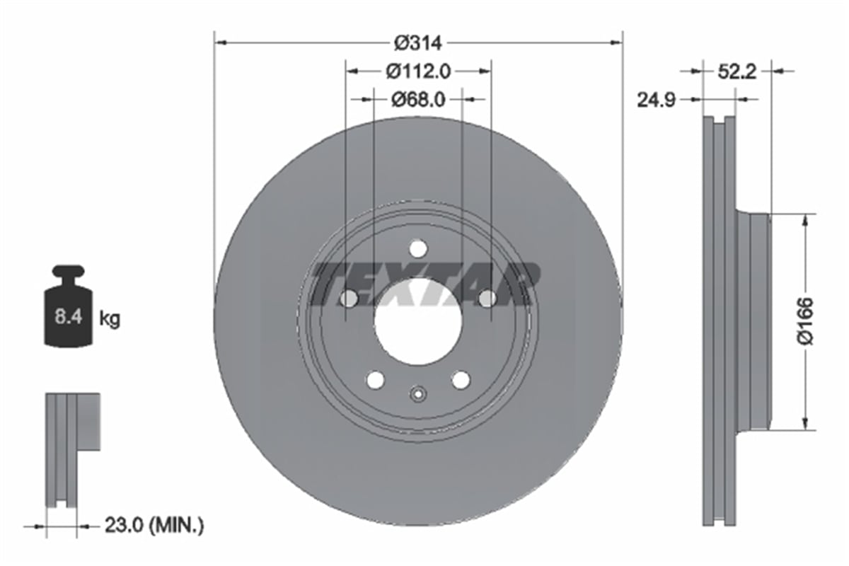 TEXTAR 92159903 - Fren Diski Ön - Vw A4-a5-q5