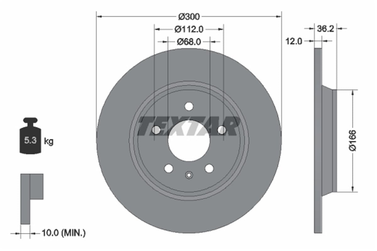 TEXTAR 92160103 - Fren Diski Arka - Vw A4-a5-a6-a7-q5