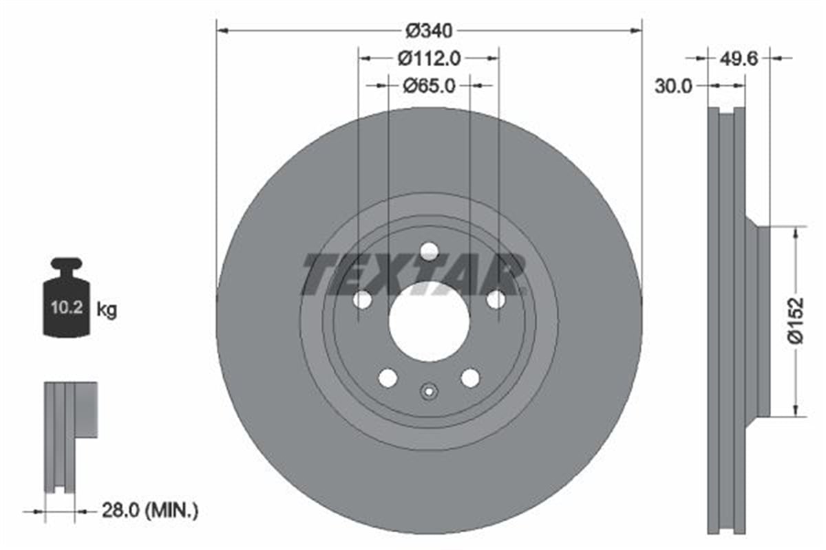 TEXTAR 92160505 - Fren Diski Ön - Vw Audi Tt