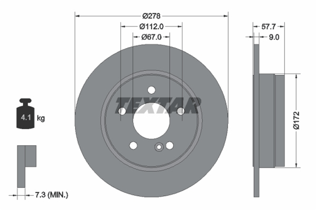 TEXTAR 92163103 - Fren Diski Arka - Mercedes W204