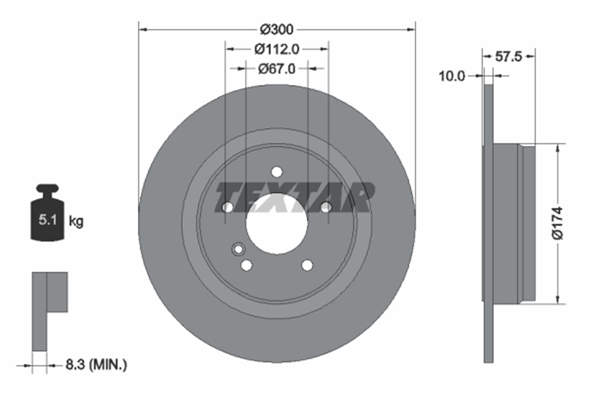 TEXTAR 92163303 - Fren Diski Arka - Mercedes W204-207