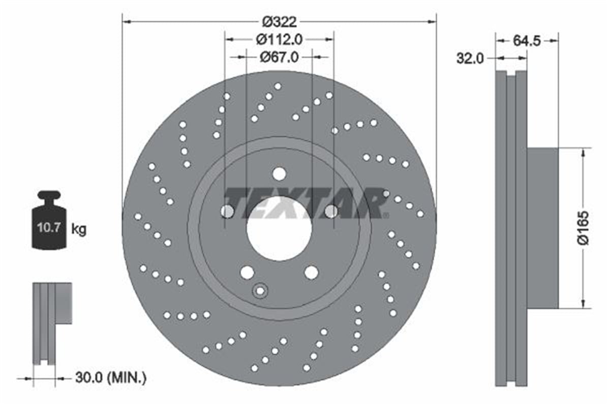 TEXTAR 92163405 - Fren Diski Ön - Mercedes W204-212-207