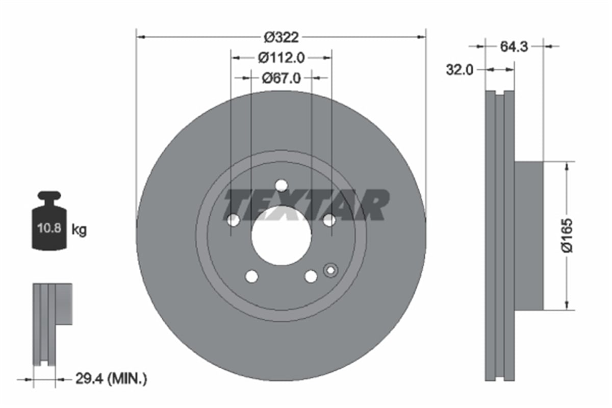 TEXTAR 92163503 - Fren Diski Ön - Mercedes W204-212-207