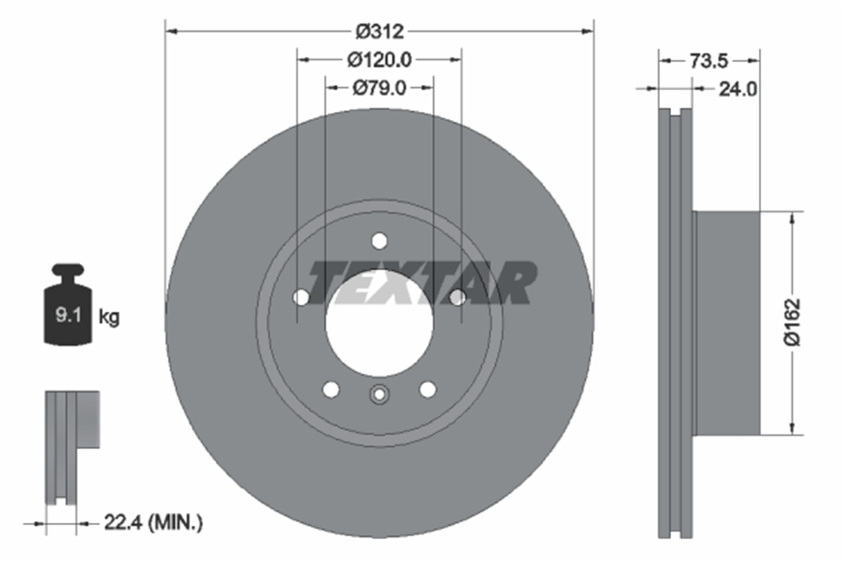 TEXTAR 92176105 - Fren Diski Ön - Bmw E90-e91-e92-e93-f30-f30 Lci-x1 E84