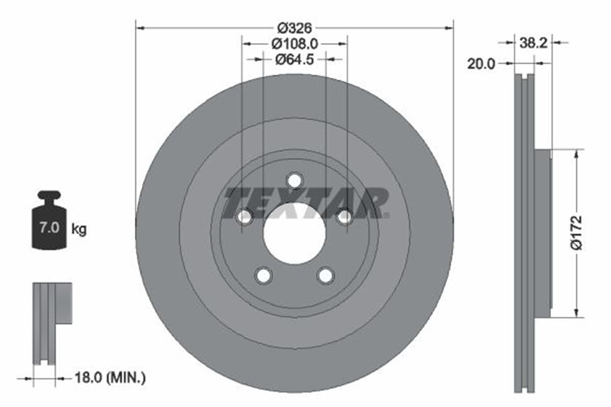 TEXTAR 92178005 - Fren Diski Arka - Volvo Jaguar S-type Ii (x200)