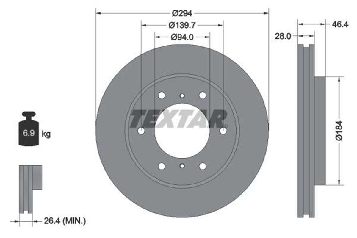 TEXTAR 92180205 - Fren Diski Ön - Japon L200 (ka, Kb) : L200 (kk, Kl) 15-