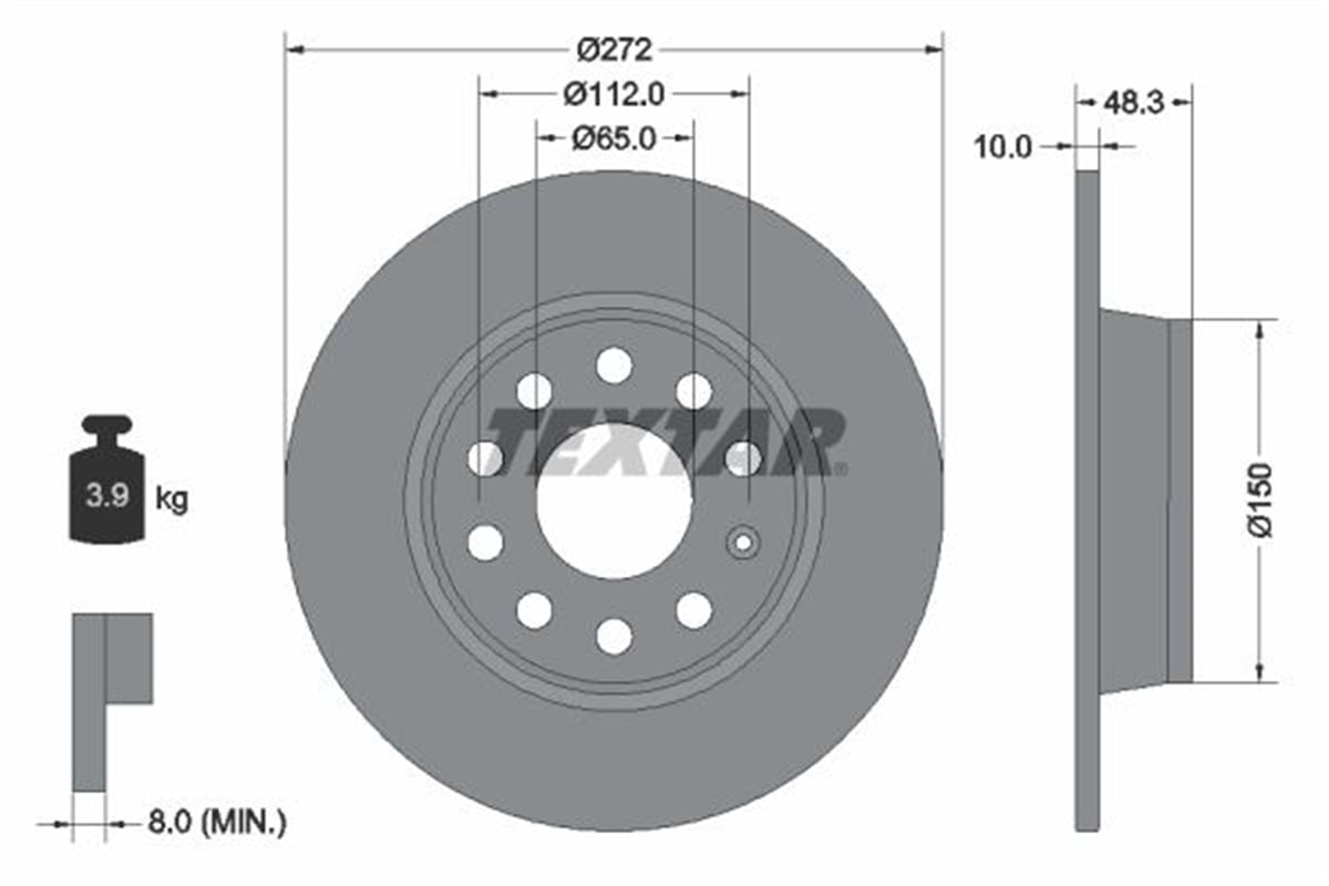 TEXTAR 92224903 - Fren Diski Arka - Vw Golf6-golf7-jetta-caddy-a3-leon
