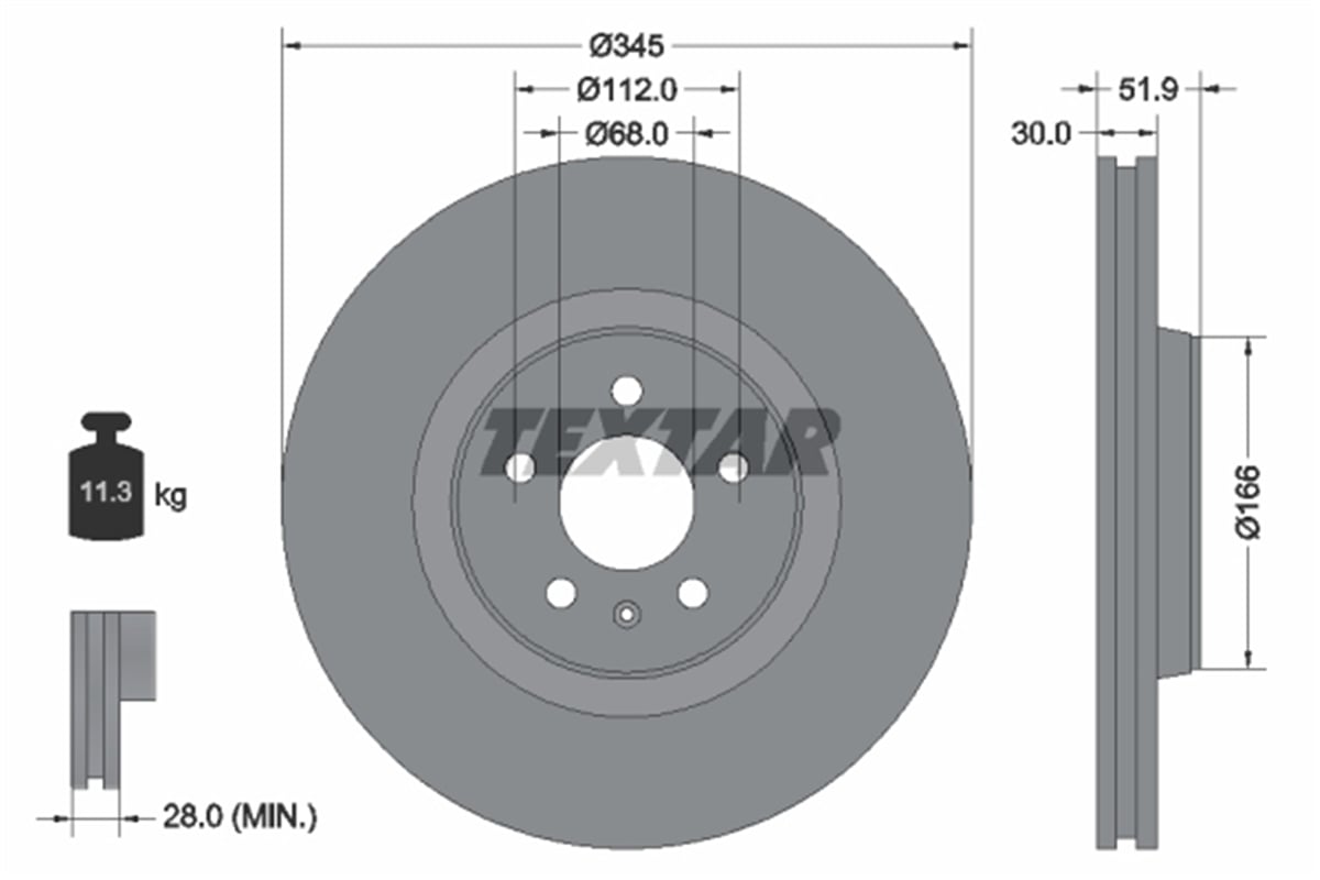 TEXTAR 92229205 - Fren Diski Ön - Vw A6-a7-q5