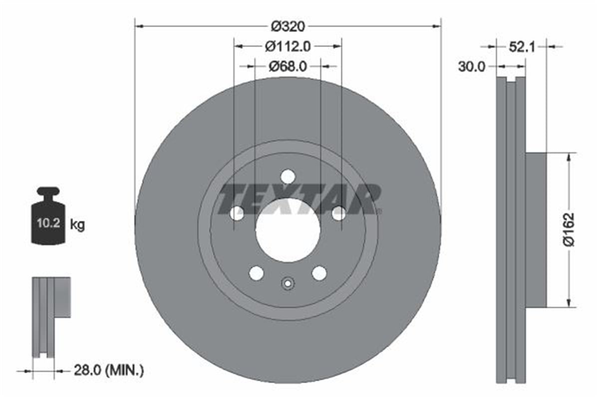 TEXTAR 92229305 - Fren Diski Ön - Vw A4-a5-a6-a7-q5
