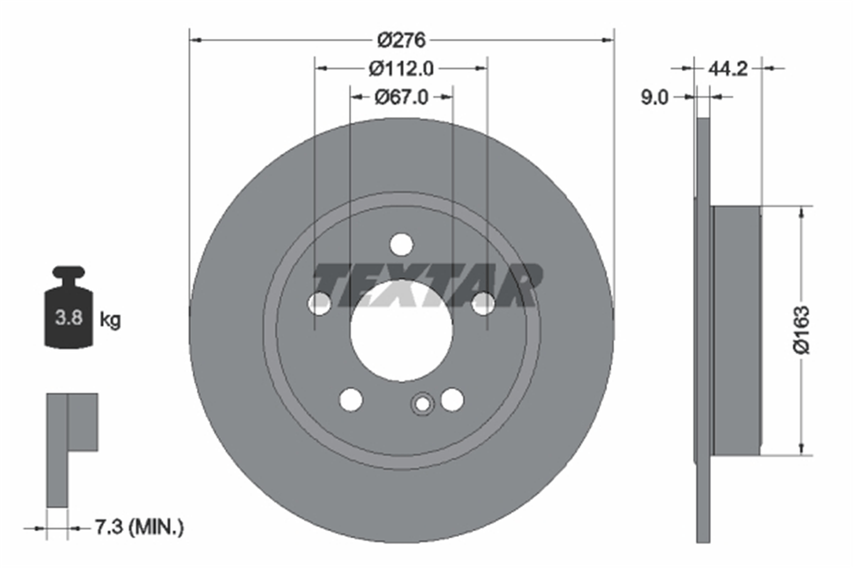 TEXTAR 92241303 - Fren Diski Arka - Mercedes W117-246-176-242