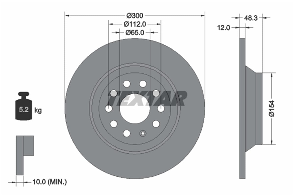 TEXTAR 92255403 - Fren Diski Arka - Vw Passat-arteon-tiguan