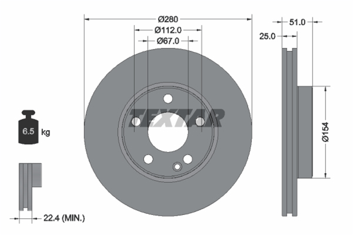 TEXTAR 92257005 - Fren Diski Ön - Mercedes W117-246-176-242
