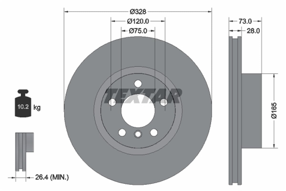 TEXTAR 92257105 - Fren Diski Ön - Bmw X3 F25 - X4 F26