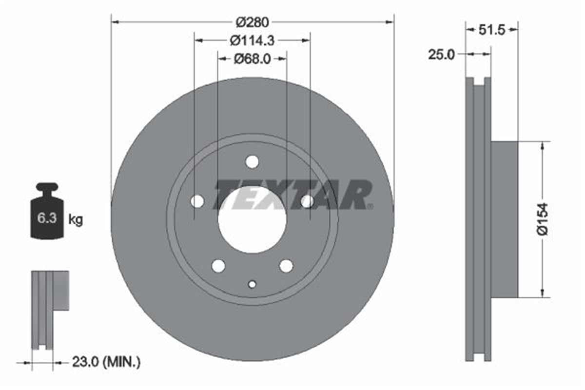 TEXTAR 92267503 - Fren Diski Ön - Japon Mazda 3 (bm, Bn) : Cx3 (dk) 2wd 15-