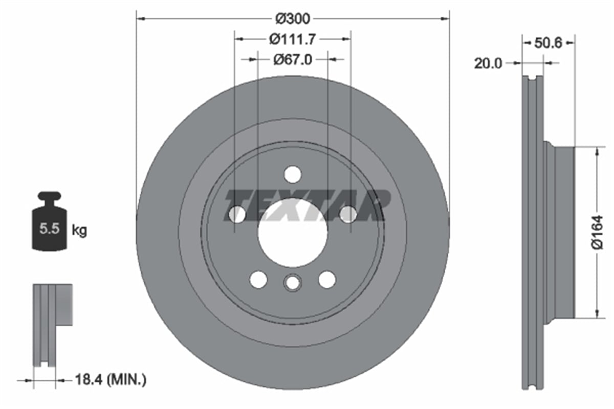 TEXTAR 92274503 - Fren Diski Arka - Bmw 1f52-2f45-f46-x1 F48-x1 F49-x2 F39 Mini F54-f55-f56-f57-f60