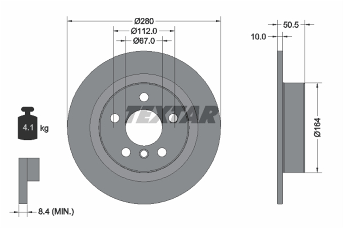TEXTAR 92274603 - Fren Diski Arka - Bmw 1f40-2f45-f46-x1 F48-x2 F39 Mini F54-f60