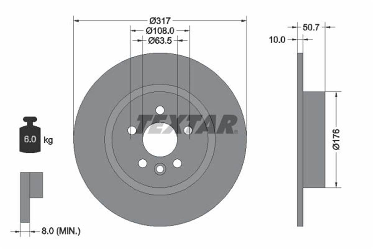 TEXTAR 92300403 - Fren Diski Arka - Bmw Land Rover Range Rover Evoque