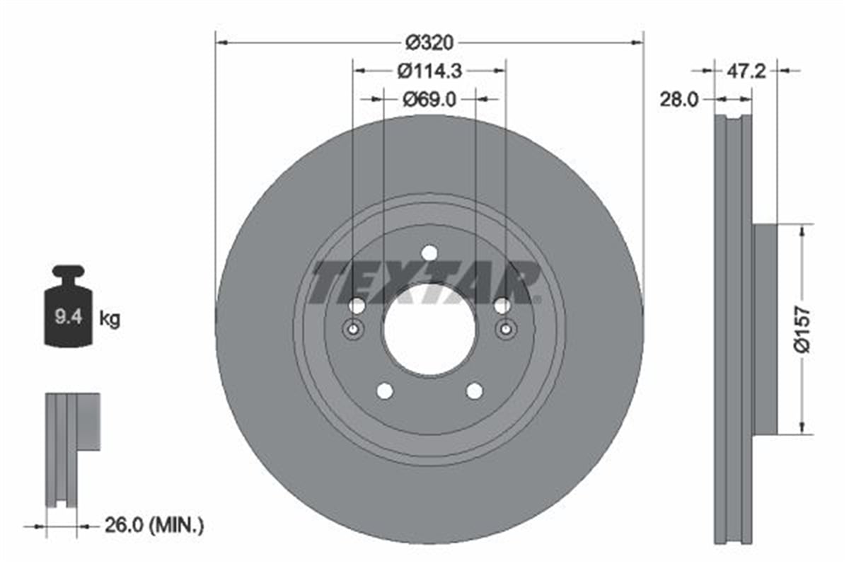 TEXTAR 92306303 - Fren Diski Ön - Kore Ix35/i40/kona/grandeur/optima
