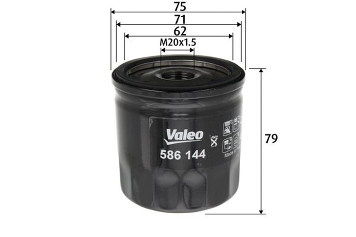 VALEO 586144 - Yag Filtresi - Renault Clio Iv/ Megane Iv / Captur / Talisman / Dokker / Logan Ii / Sandero/ Qashqa/m