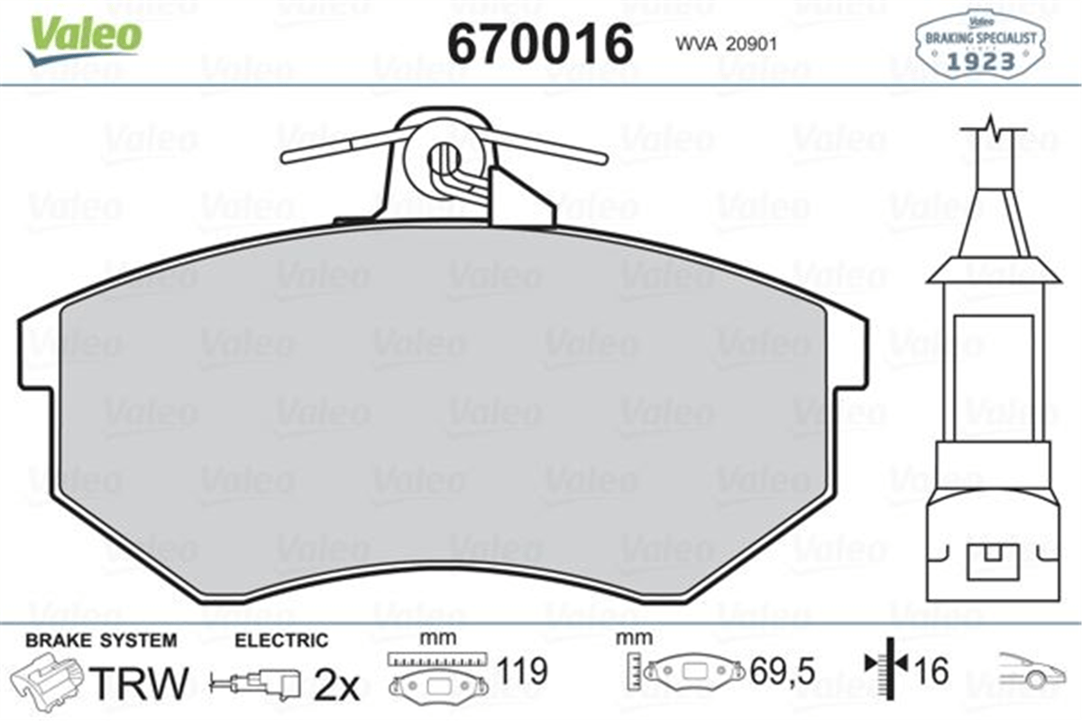 VALEO 670016 - Fren Balatasi Ön - Vw Golf3-polo Classic-passat-caddy